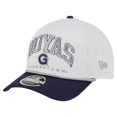 Men's New Era White/Navy Georgetown Hoyas Arch Two-Tone Rope 9FORTY A-Frame M-Crown Adjustable Hat