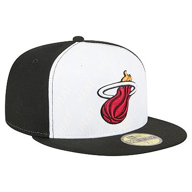 Men's New Era White/Black Miami Heat Repeat 59Fifty Fitted Hat