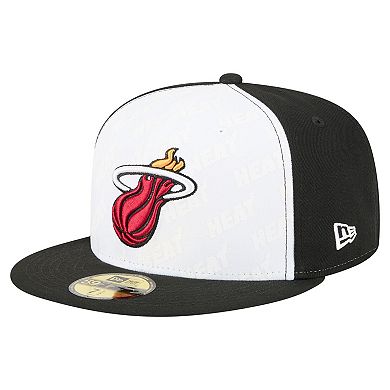 Men's New Era White/Black Miami Heat Repeat 59Fifty Fitted Hat