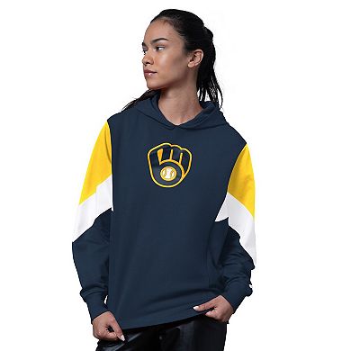 Women's Starter Navy Milwaukee Brewers Scrimmage Pullover Hoodie