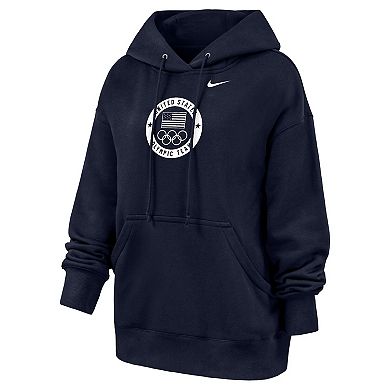 Women's Nike Navy Team USA Oversized Phoenix Fleece Hoodie