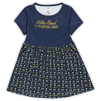 Girls Toddler ZooZatz Navy Notre Dame Fighting Irish Short Sleeve Dress