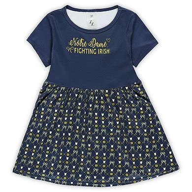 Girls Toddler ZooZatz Navy Notre Dame Fighting Irish Short Sleeve Dress