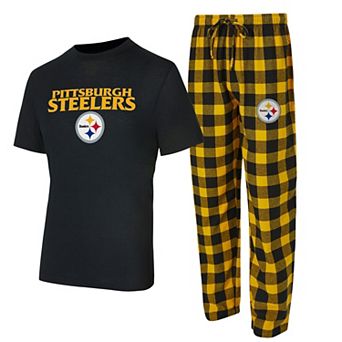 Men's Concepts Sport Black/Gold Pittsburgh Steelers Big & Tall Avondale T-Shirt & Flannel Pants Sleep Set