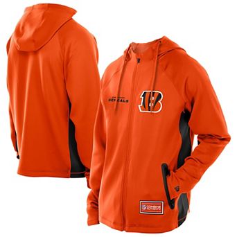 Men's New Era Orange Cincinnati Bengals Combine Authentic Raglan Scuba Full-Zip Hoodie