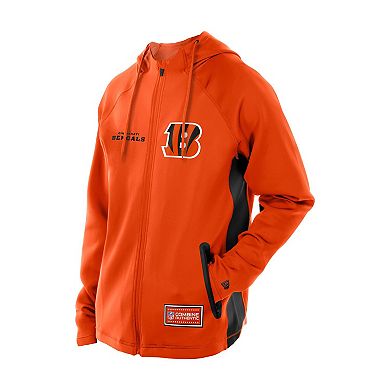 Men's New Era Orange Cincinnati Bengals Combine Authentic Raglan Scuba Full-Zip Hoodie