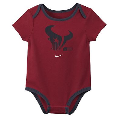 Newborn & Infant Nike C.J. Stroud Houston Texans Name & Number 3-Pack Bodysuit Set