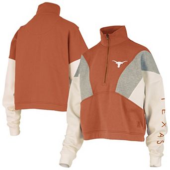 Women's Pressbox Texas Orange Texas Longhorns Ferrara Color Block Quarter-Zip Sweatshirt
