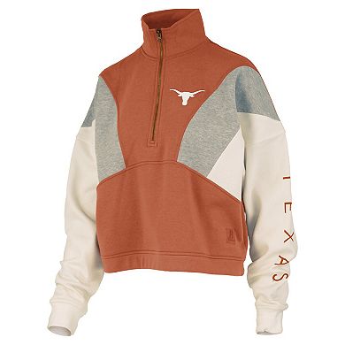 Women's Pressbox Texas Orange Texas Longhorns Ferrara Color Block Quarter-Zip Sweatshirt