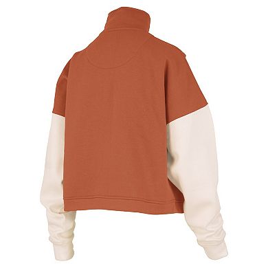 Women's Pressbox Texas Orange Texas Longhorns Ferrara Color Block Quarter-Zip Sweatshirt