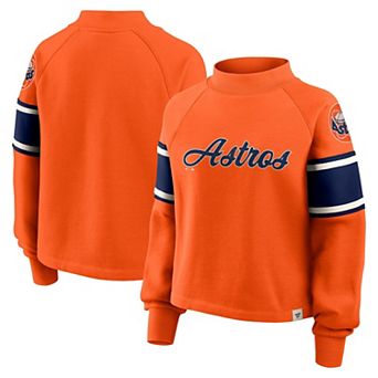 Women's Fanatics Orange Houston Astros Oversized Toss Sweep Raglan Pullover Sweatshirt