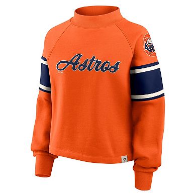 Women's Fanatics Orange Houston Astros Oversized Toss Sweep Raglan Pullover Sweatshirt