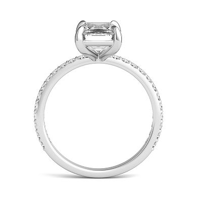 Charles & Colvard 10k White Gold 2 7/8 Carat T.W. Lab Created Moissanite Emerald Engagement Ring