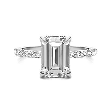 Charles & Colvard 10k White Gold 2 7/8 Carat T.W. Lab Created Moissanite Emerald Engagement Ring