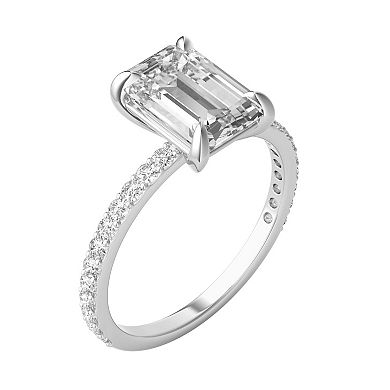 Charles & Colvard 10k White Gold 2 7/8 Carat T.W. Lab Created Moissanite Emerald Engagement Ring