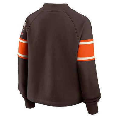 Women's Fanatics Brown Cleveland Browns Oversized Hometown Toss Sweep Mock Neck Pullover