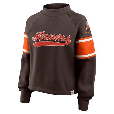 Women's Fanatics Brown Cleveland Browns Oversized Hometown Toss Sweep Mock Neck Pullover