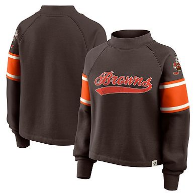 Women's Fanatics Brown Cleveland Browns Oversized Hometown Toss Sweep Mock Neck Pullover