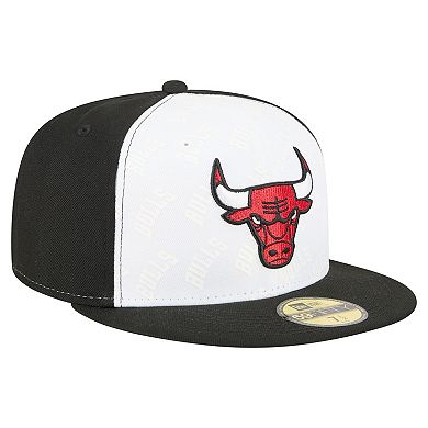Men's New Era White/Black Chicago Bulls Repeat 59Fifty Fitted Hat
