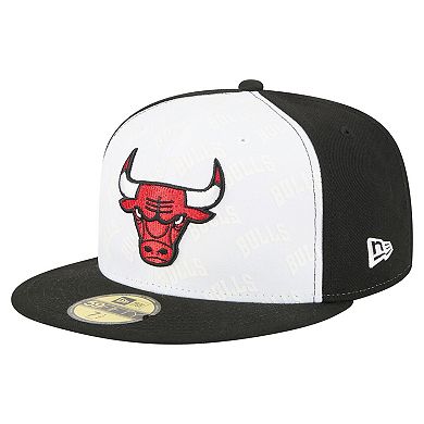 Men's New Era White/Black Chicago Bulls Repeat 59Fifty Fitted Hat