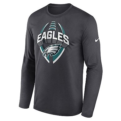 Men's Nike Anthracite Philadelphia Eagles Primetime Legend Icon Performance Long Sleeve T-Shirt
