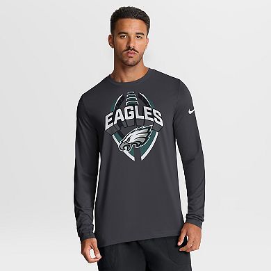 Men's Nike Anthracite Philadelphia Eagles Primetime Legend Icon Performance Long Sleeve T-Shirt