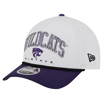 Men's New Era White/Purple Kansas State Wildcats Arch Two-Tone Rope 9FORTY A-Frame M-Crown Adjustable Hat
