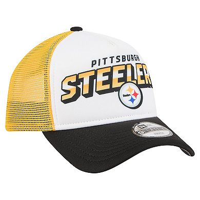 Preschool New Era White Pittsburgh Steelers Streak A-Frame 9FORTY Trucker Adjustable Hat
