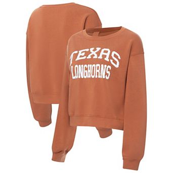 Women's ZooZatz Texas Orange Texas Longhorns Chenille Cropped Sweatshirt