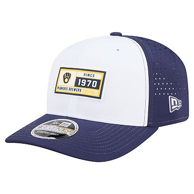 Men's New Era White/Navy Milwaukee Brewers Established Patch 9SEVENTY Adjustable Hat