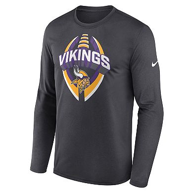 Men's Nike Anthracite Minnesota Vikings Primetime Legend Icon Performance Long Sleeve T-Shirt
