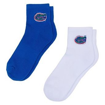 Women's ZooZatz White/Royal Florida Gators Two-Pack Quarter-Length Socks