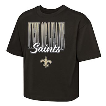 Girls Youth Outerstuff Black New Orleans Saints Big City Boxy T-Shirt