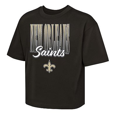 Girls Youth Outerstuff Black New Orleans Saints Big City Boxy T-Shirt