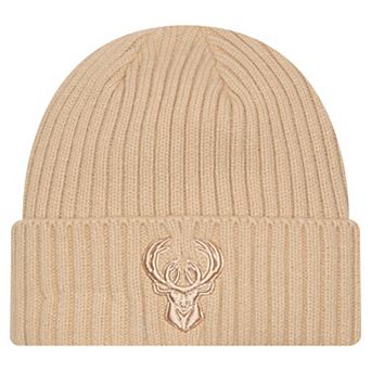 Men's New Era Tan Milwaukee Bucks Color Pack Cuffed Knit Hat
