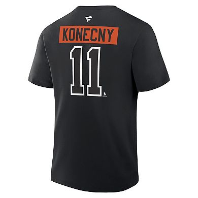 Men's Fanatics Travis Konecny Black Philadelphia Flyers Authentic Stack Name & Number T-Shirt