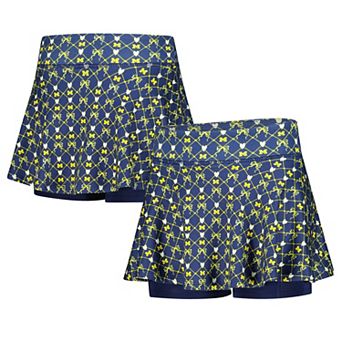 Girls Youth ZooZatz Navy Michigan Wolverines All-Over Print Bow Team Logo Skort