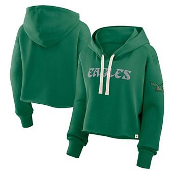 Women's Fanatics Kelly Green Philadelphia Eagles Oversized Hometown Heritage Cropped Hoodie