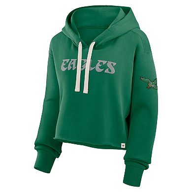 Women's Fanatics Kelly Green Philadelphia Eagles Oversized Hometown Heritage Cropped Hoodie