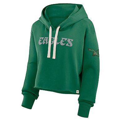Women's Fanatics Kelly Green Philadelphia Eagles Oversized Hometown Heritage Cropped Hoodie