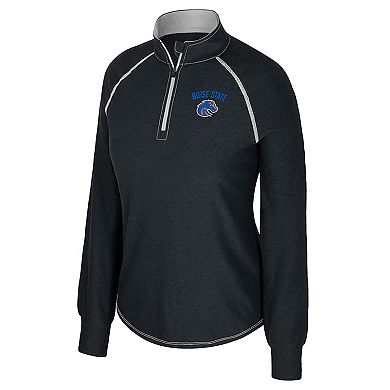 Women's Colosseum Black Boise State Broncos Bikram Raglan Quarter-Zip Top
