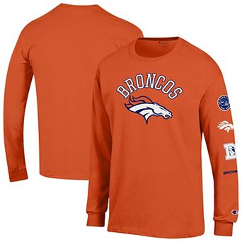 Men's Champion Orange Denver Broncos Seal Long Sleeve T-Shirt