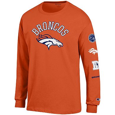 Men's Champion Orange Denver Broncos Seal Long Sleeve T-Shirt