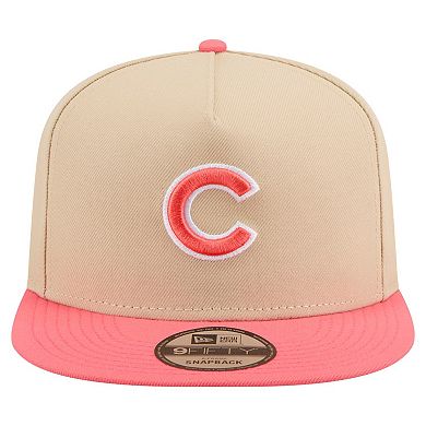 Men's New Era Light Beige/Coral Chicago Cubs Color Pack A-Frame 9FIFTY Snapback Hat