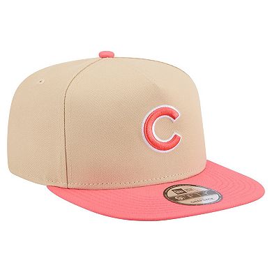 Men's New Era Light Beige/Coral Chicago Cubs Color Pack A-Frame 9FIFTY Snapback Hat