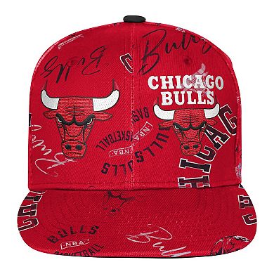 Youth Outerstuff Red Chicago Bulls Street Hooper Allover Print Snapback Hat