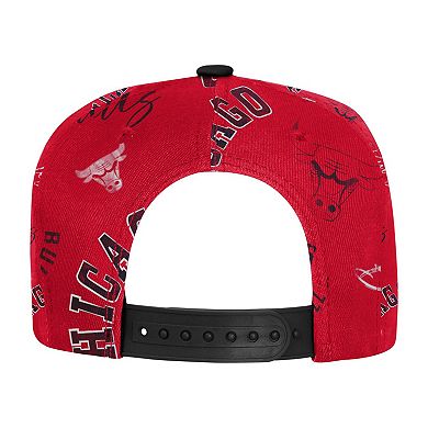 Youth Outerstuff Red Chicago Bulls Street Hooper Allover Print Snapback Hat