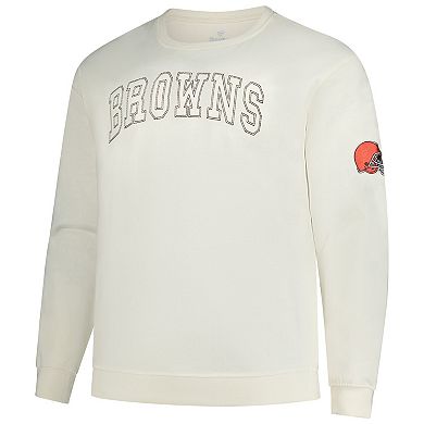 Men's Profile Cream Cleveland Browns Big & Tall Fleece Sweatshirt