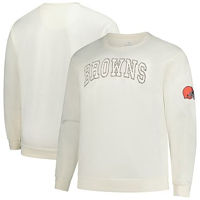 Men's Profile Cream Cleveland Browns Big & Tall Fleece Sweatshirt