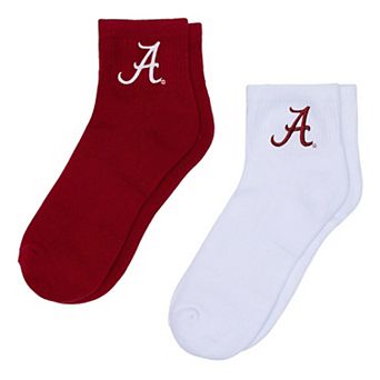 Women's ZooZatz White/Crimson Alabama Crimson Tide Two-Pack Quarter-Length Socks